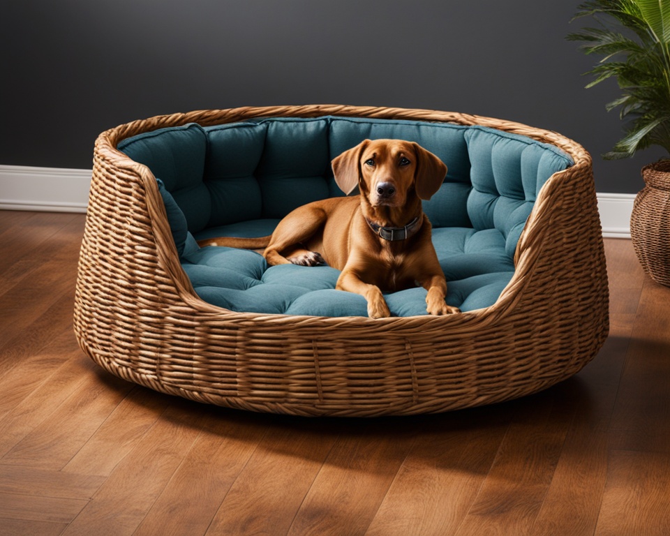 dekorativer rattan hundekorb